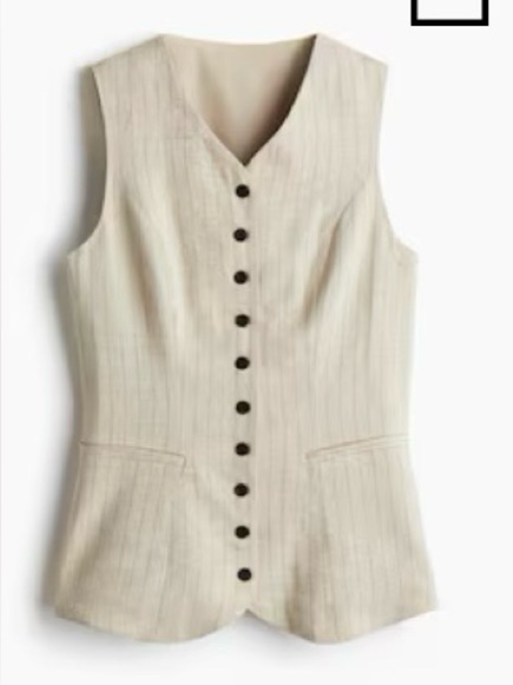 H&M Pinstripe Button Front Linen Vest in Beige